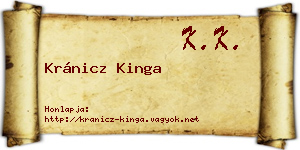Kránicz Kinga névjegykártya